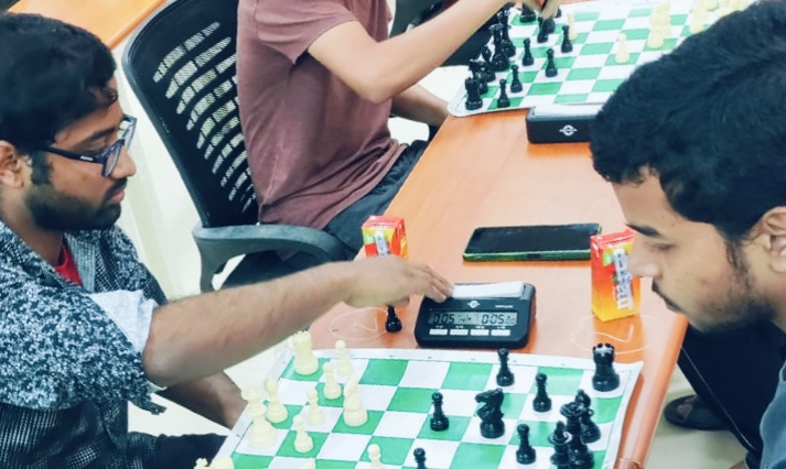 Suraj Kumar Panigrahi playing chess in a tournament organised by Fortress, the chess club of IISER Berhampur